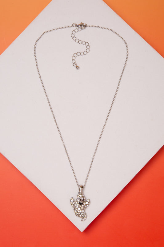 Paisley Rhinestone Crystal Ghost Necklace