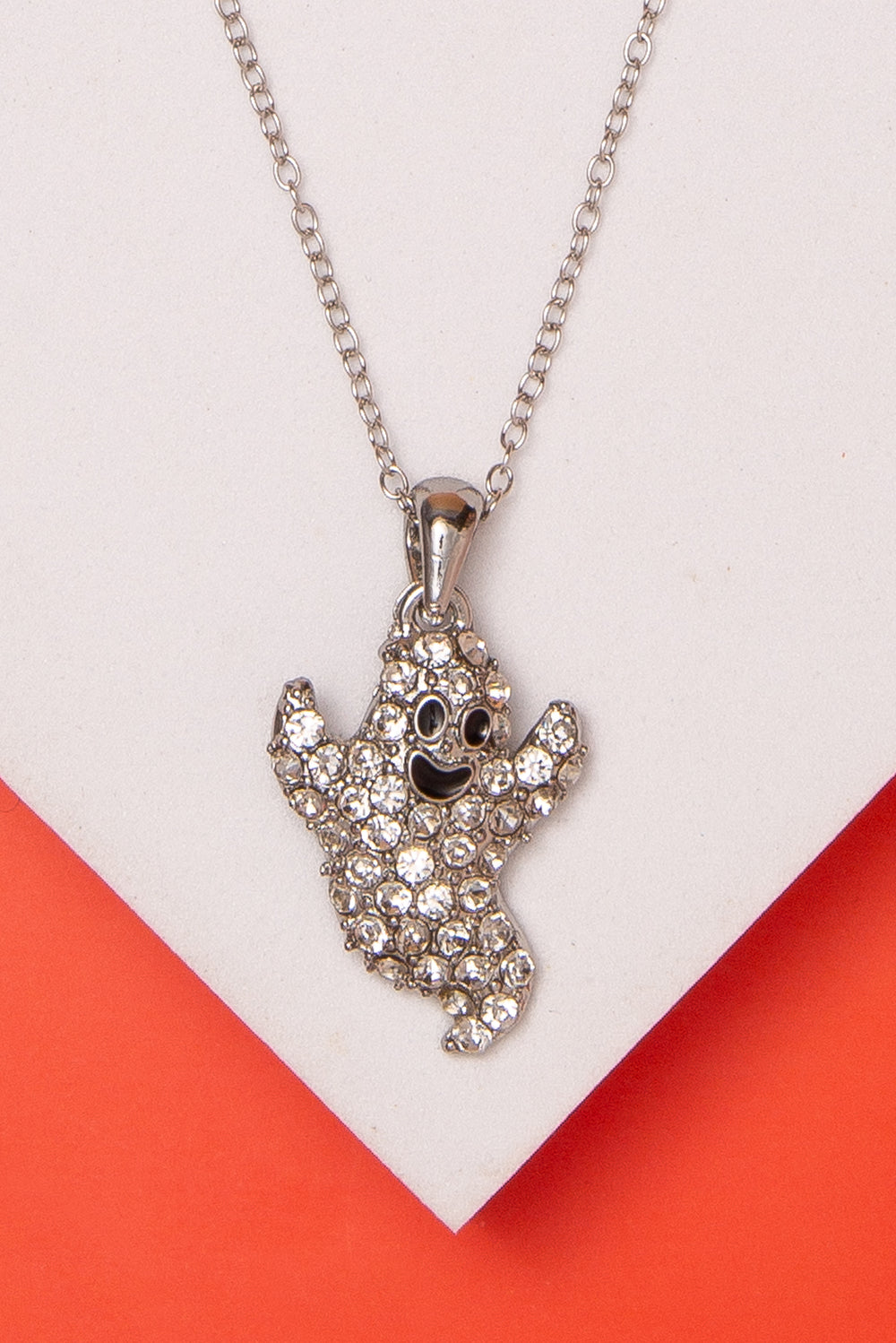 Paisley Rhinestone Crystal Ghost Necklace
