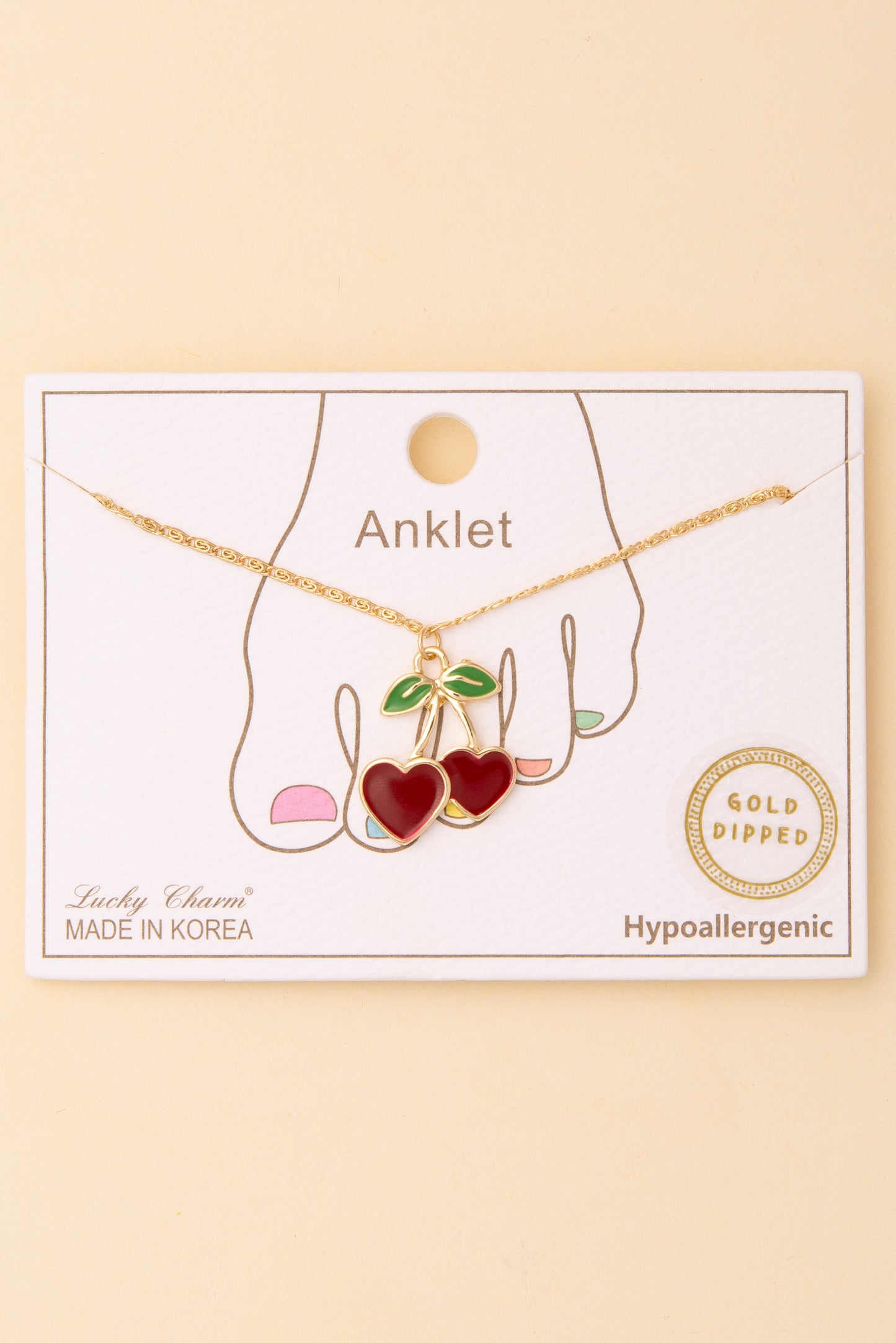 Lizabeth Cherry Heart Anklet