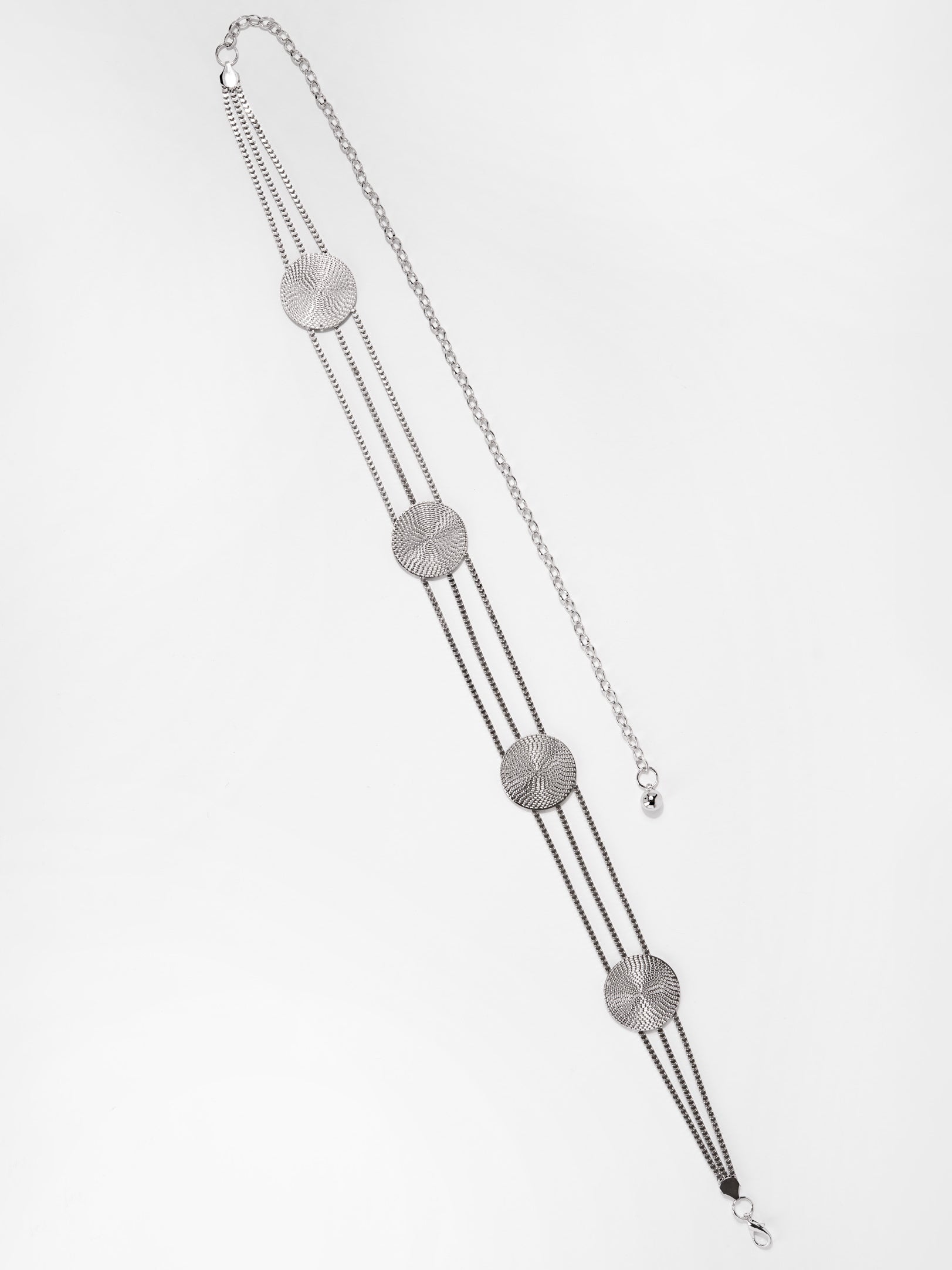 Callista Multi Strand Disc Chain Link Waist Belt | Silver