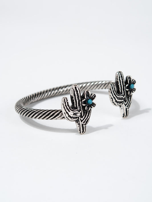 Iris Western Double Cactus Stone Cuff Bracelet