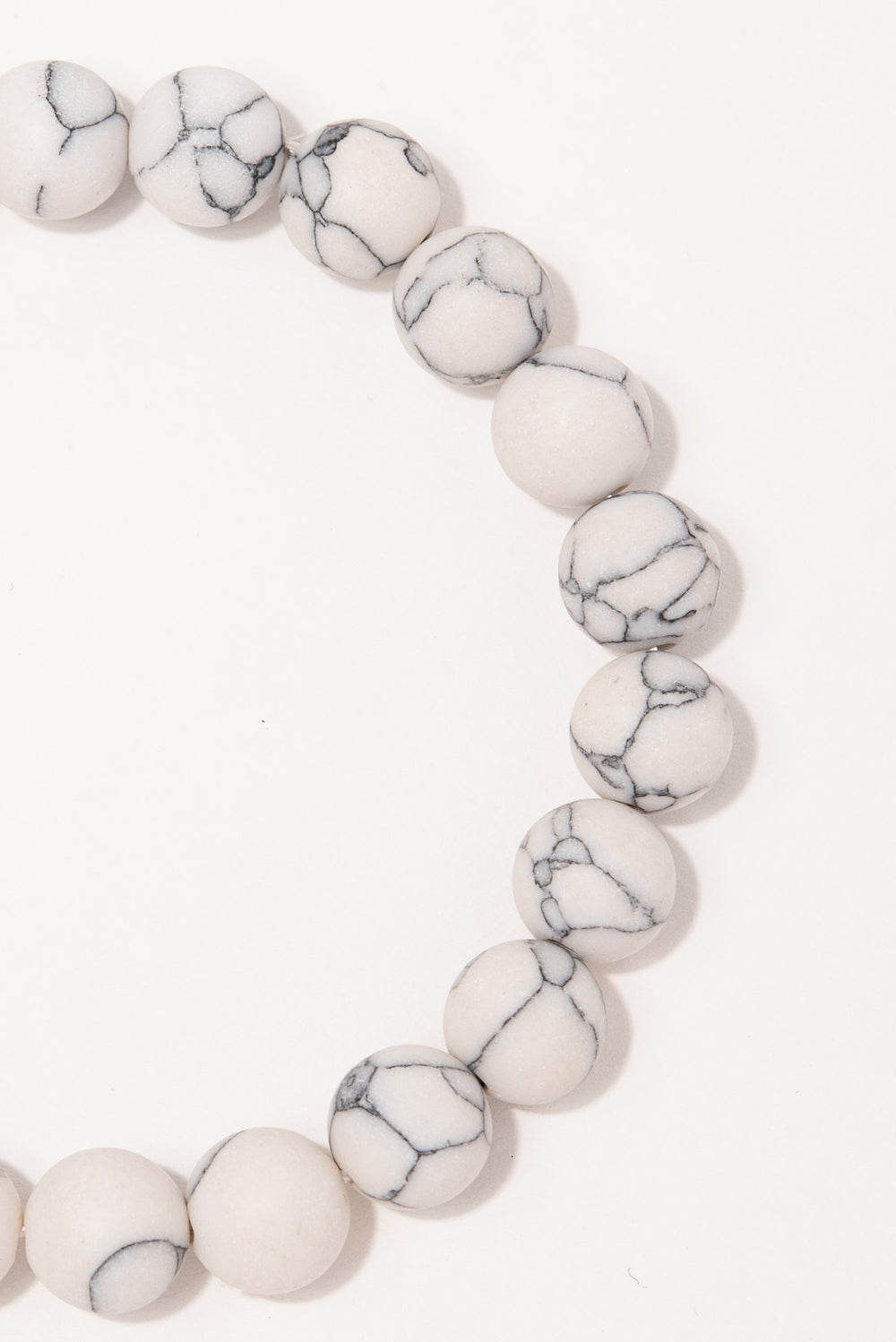 Frances 8MM Stone Beaded Bracelet | White