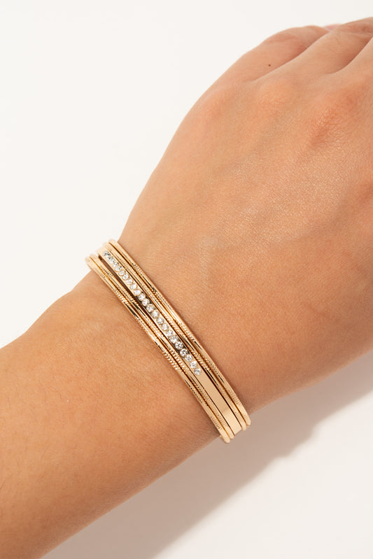 Haillee Rhinestone Cuff Bracelet | Gold