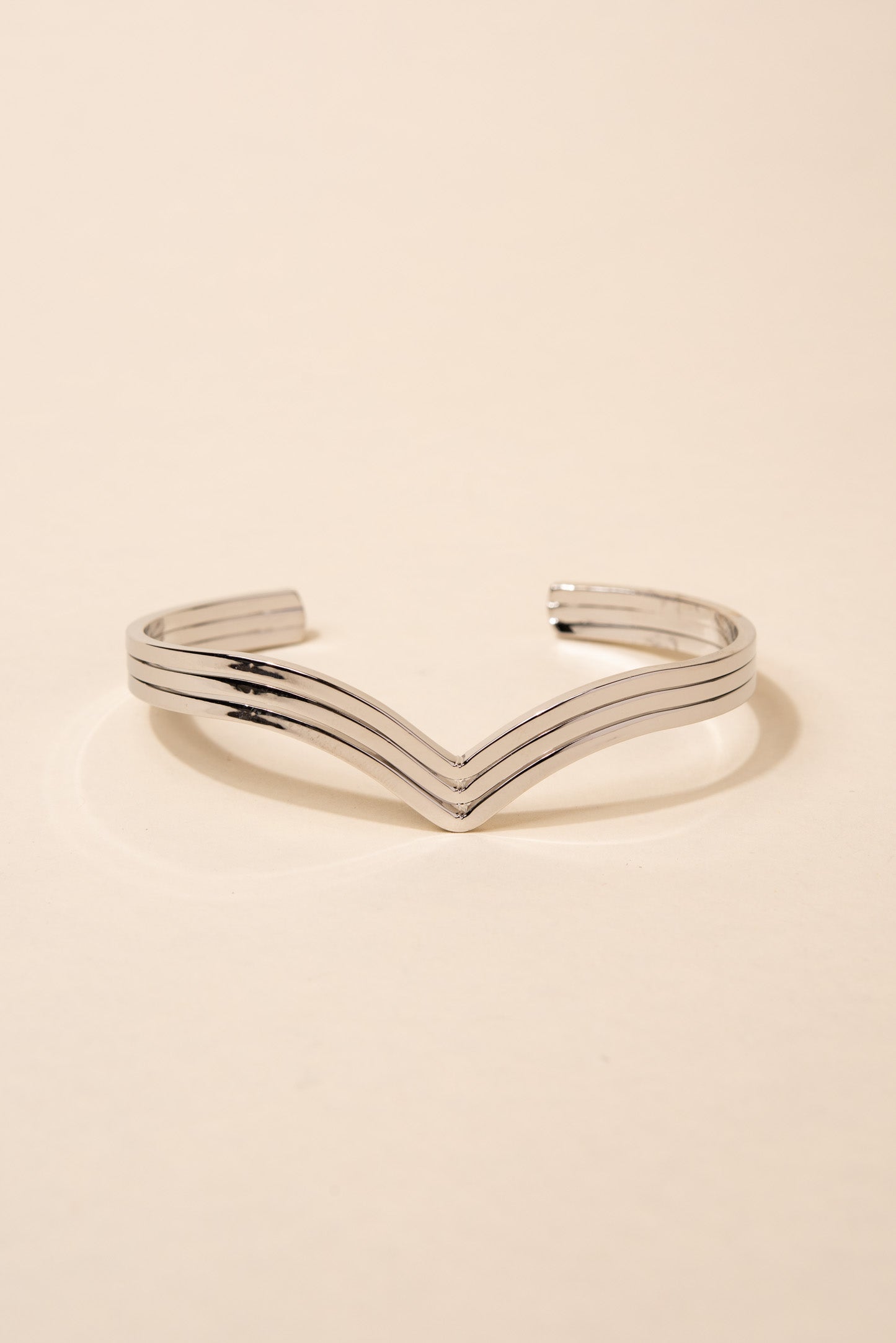 Cyra 3 Row V-Shape Metal Cuff Bracelet