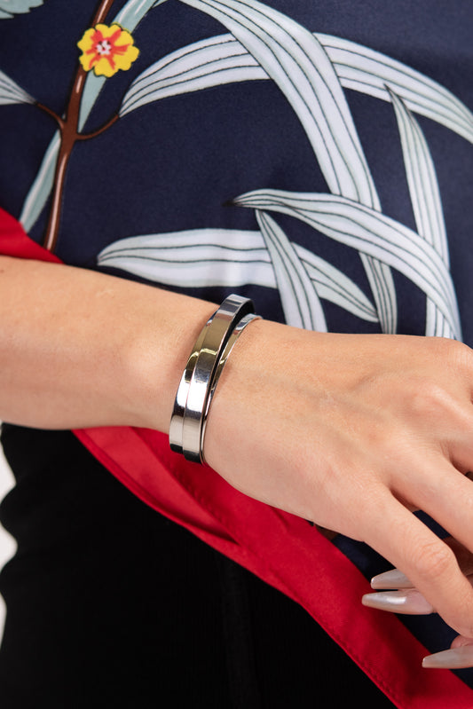 Leona Double Layer Metal Cuff | Silver