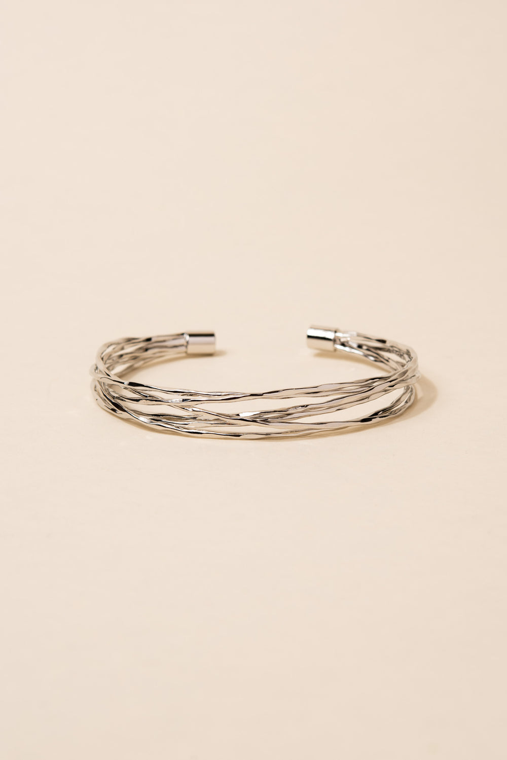 Kiera Woven Metal Bangle | Silver
