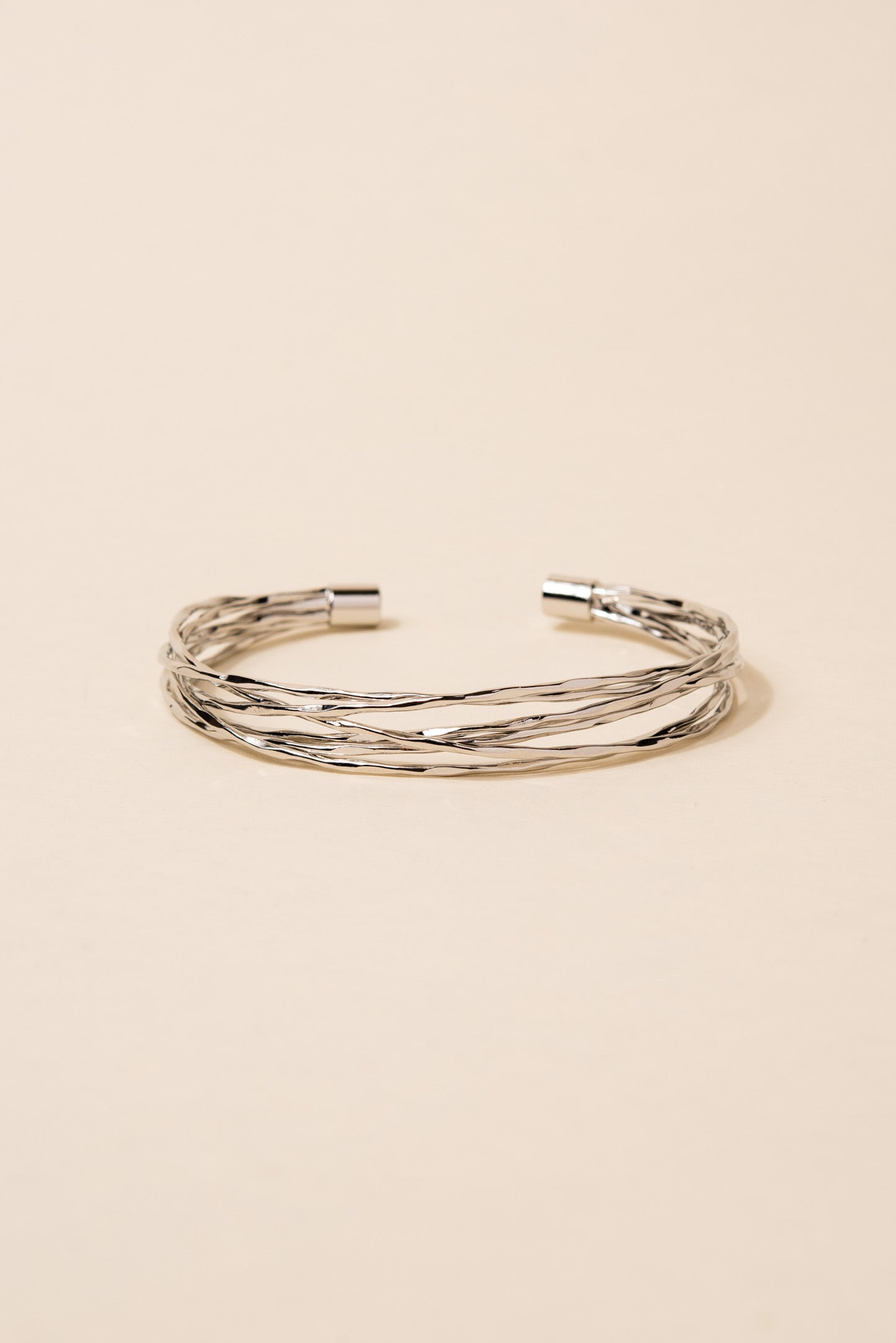 Kiera Woven Metal Bangle | Silver