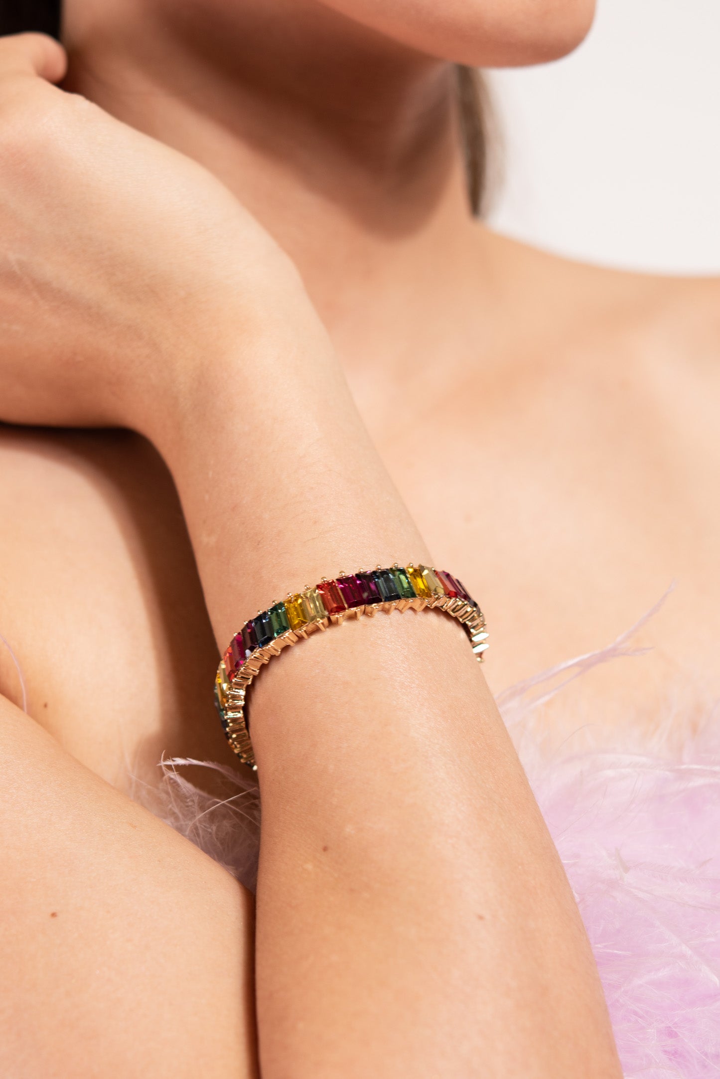 Jessa Rhinestone Baguette Stretch Bracelet