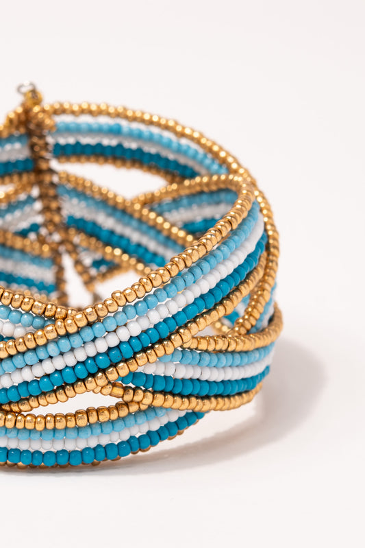 Indigo Boho Cuff Beaded Bracelet | Turquoise