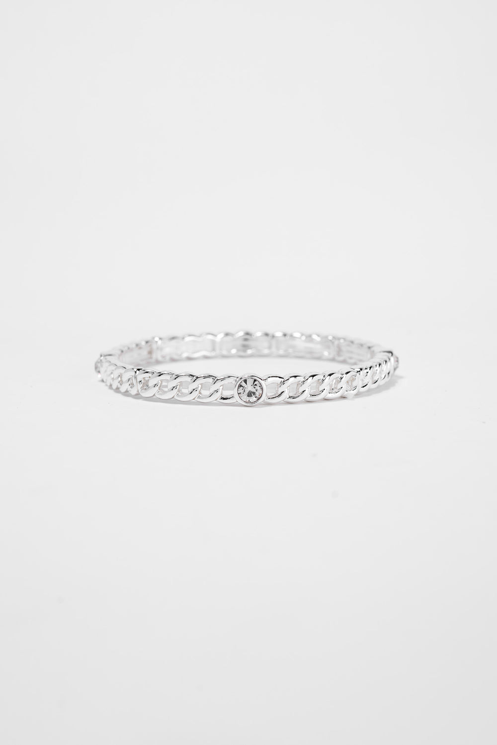 Banks Tailored Chain Solitaire Stone Bracelet | Silver