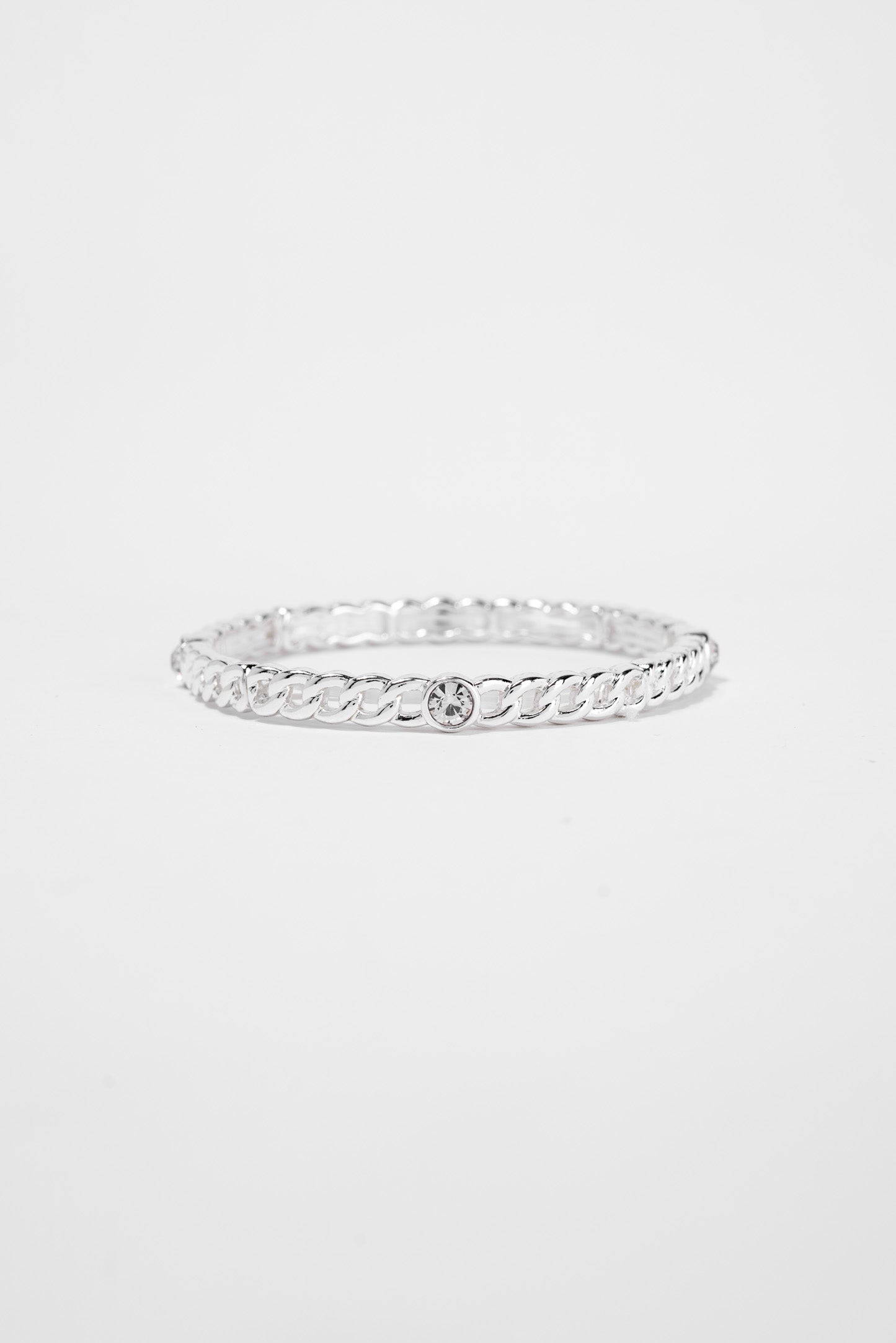 Banks Tailored Chain Solitaire Stone Bracelet | Silver