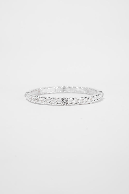 Banks Tailored Chain Solitaire Stone Bracelet | Silver