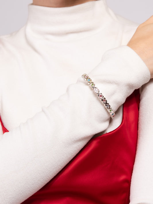 Bella Tailored Rhinestone Stretch Bracelet | Multicolor