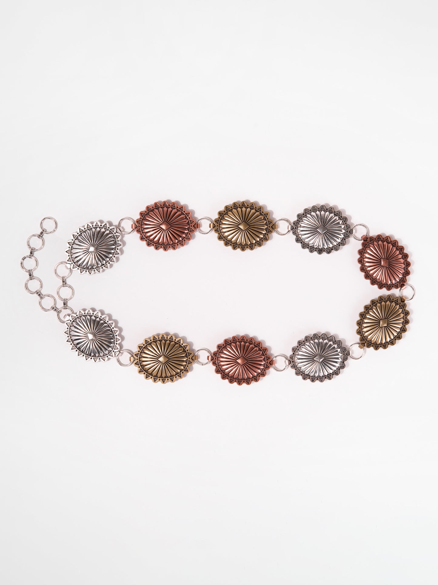 Amelia Western Mixed metal Oval Concho Chain Link Belt