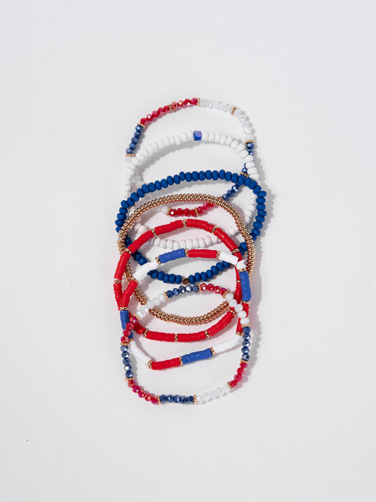 Natalia 4thof July Multi Strand Beaded Bracelet Set