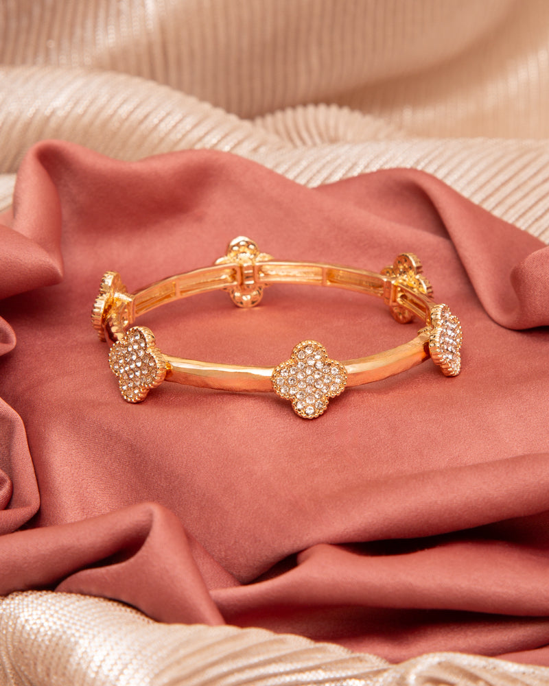 Melania Jeweled Quatrefoil Stretch Bracelet | Gold