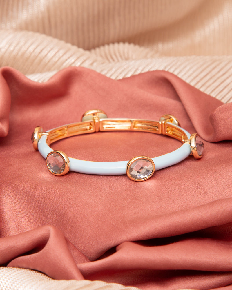 Nayla Jeweled Quatrefoil Stretch Bracelet | Blue