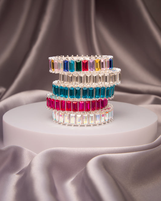 Paris Oversize Baguette Cut Crystal Stretch Bracelet