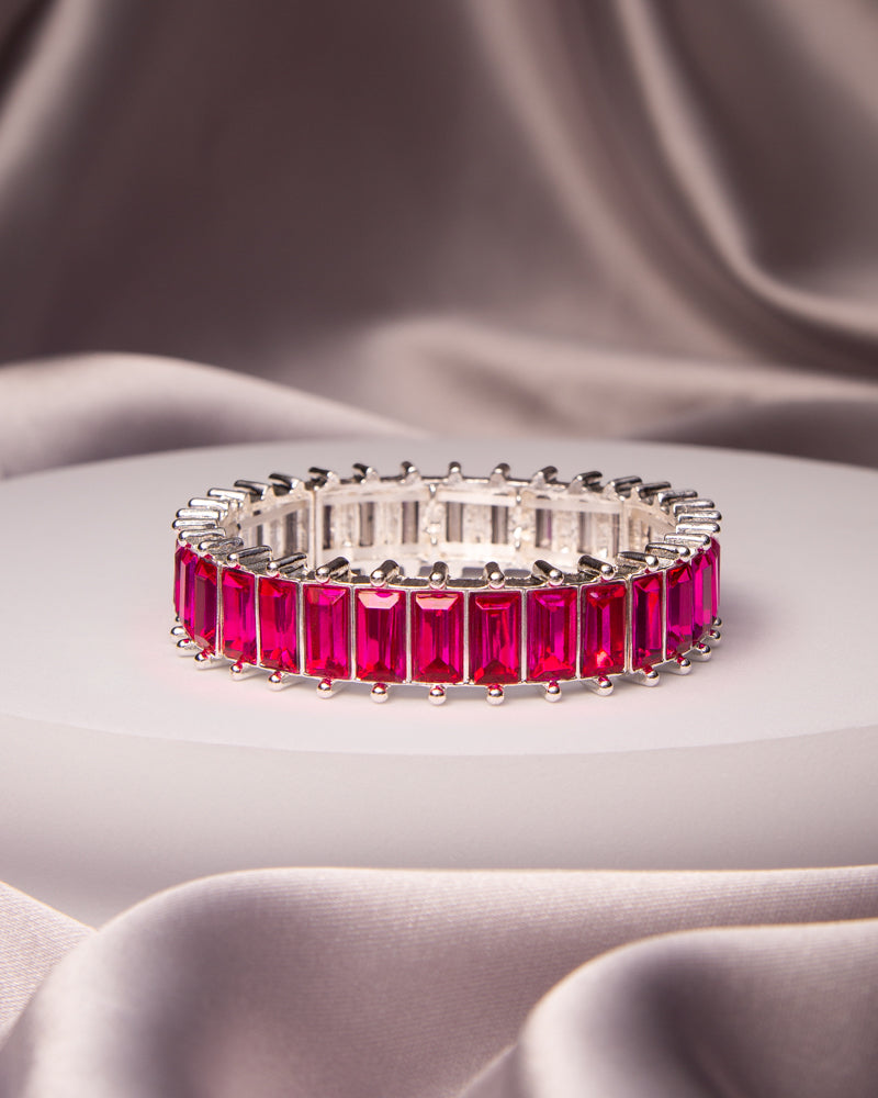 Paris Oversize Baguette Cut Crystal Stretch Bracelet