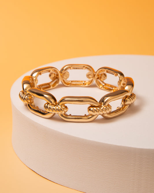 Ruth Linked Rectangular Chain Bracelet | Gold