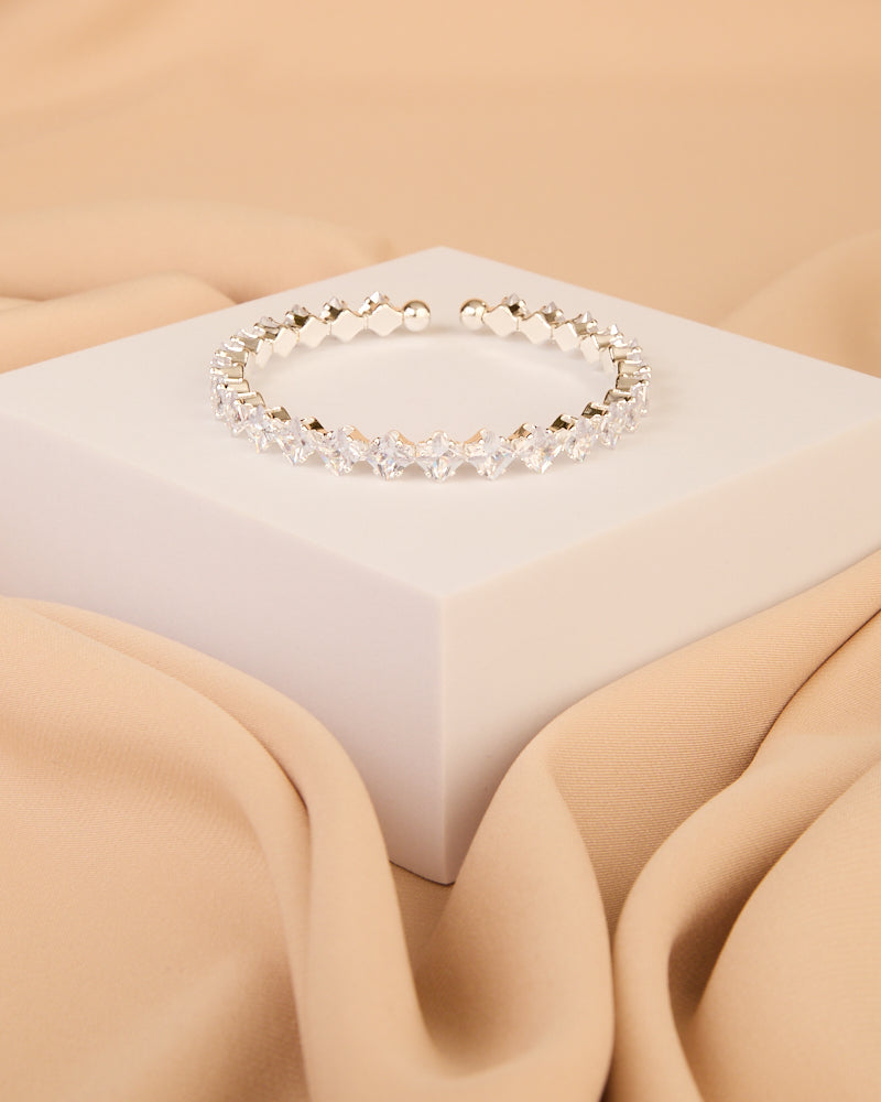 Camile Channel Set Princess Cut Cubic Zirconia Cuff Bracelet