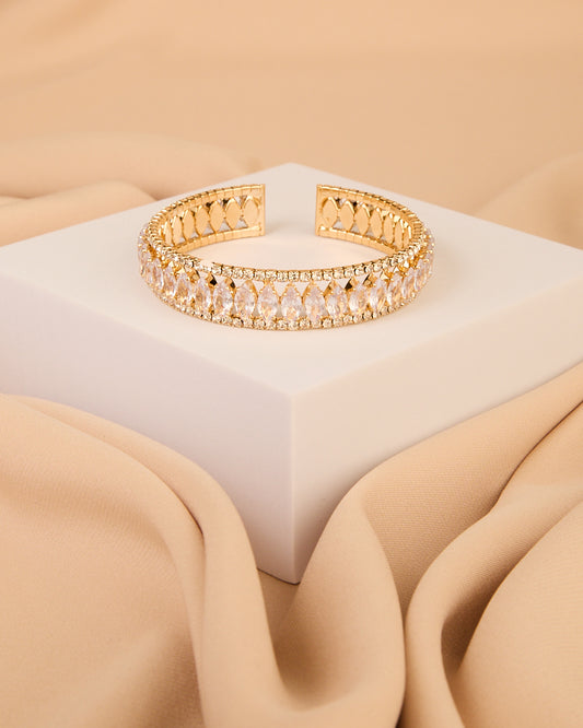 Chole Marquise Cut Rhinestone Embellished Cuff Bracelet | Gold