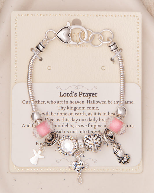 Carrie Crystal Embellished "Lord's Prayer" Charm Bead Bracelet