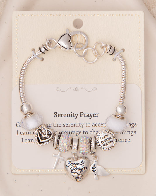 Genevieve Rhinestone Embellished "Serenity" Charm Bead Bracelet