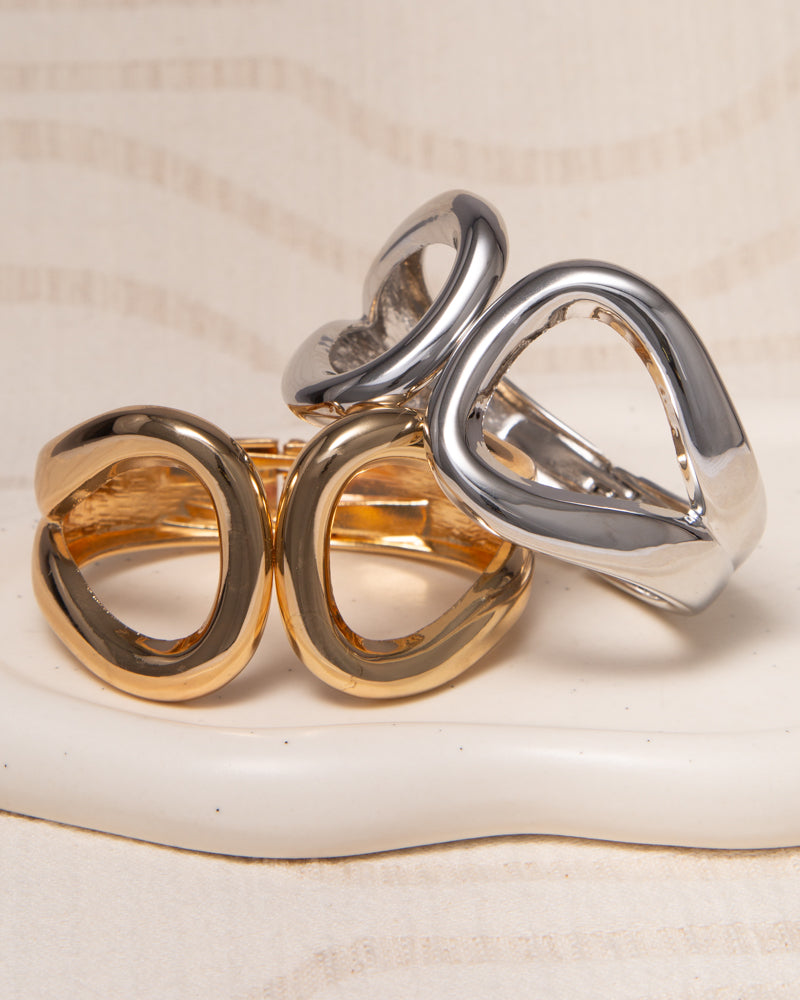 Scout Polished Open Inlay Hinged Bangle Bracelet