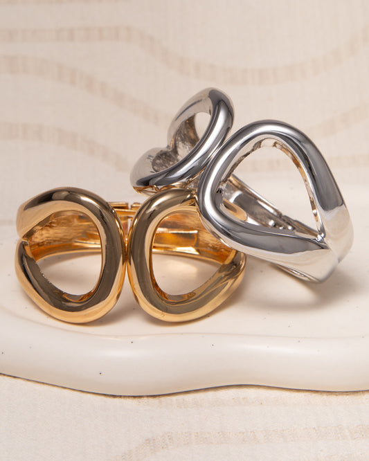 Scout Polished Open Inlay Hinged Bangle Bracelet