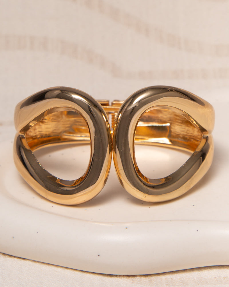 Scout Polished Open Inlay Hinged Bangle Bracelet | Gold