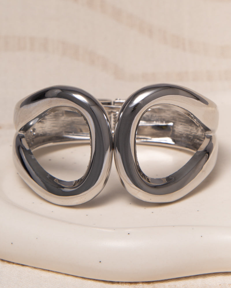 Scout Polished Open Inlay Hinged Bangle Bracelet
