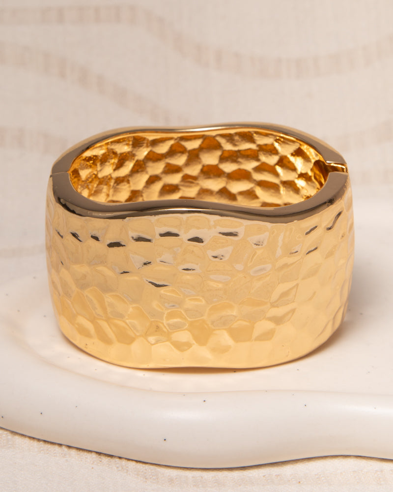 Joelle Hammered Finish Bangle Bracelet | Gold