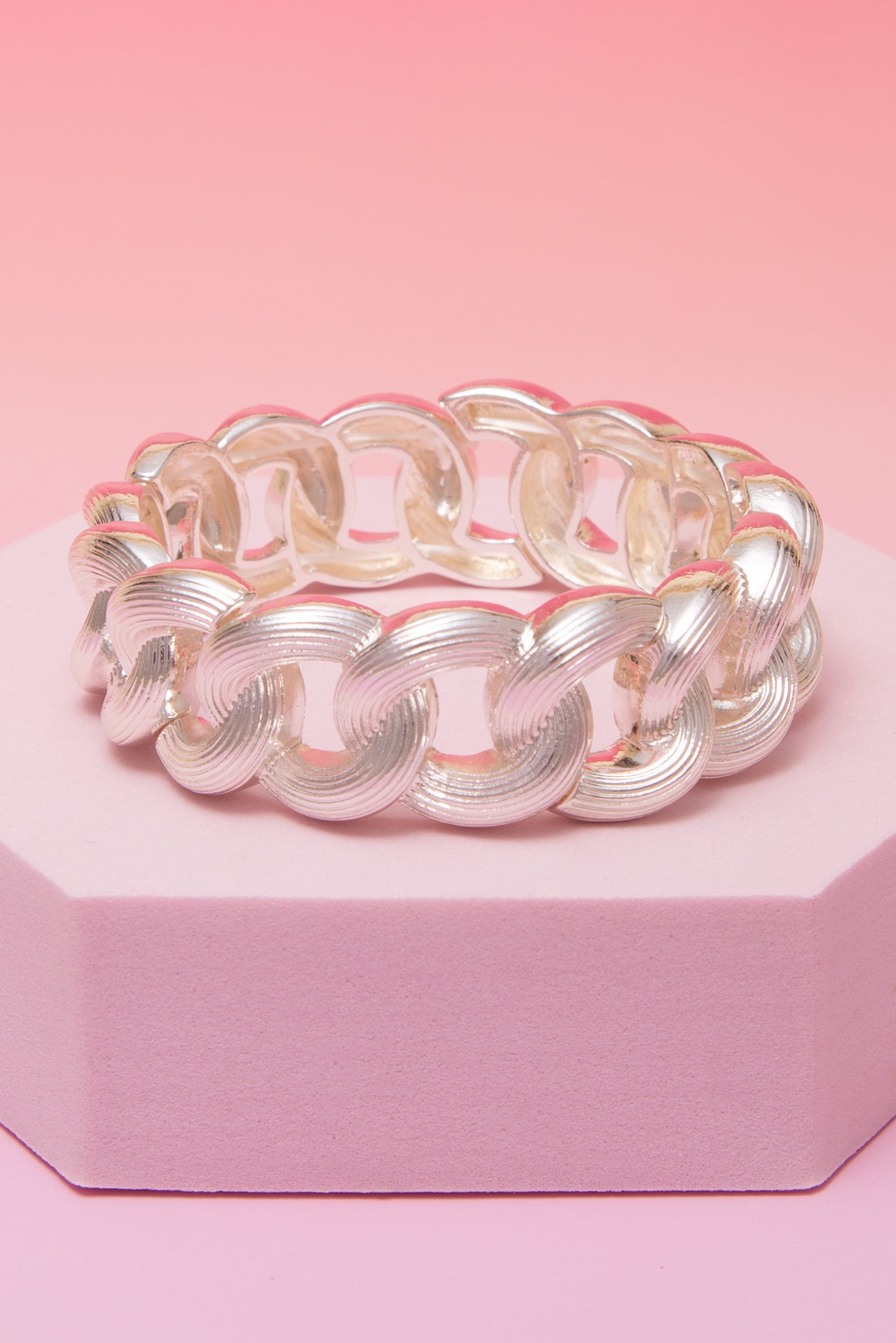 Esther Oval Curb Linked Chain Stretch Bracelet