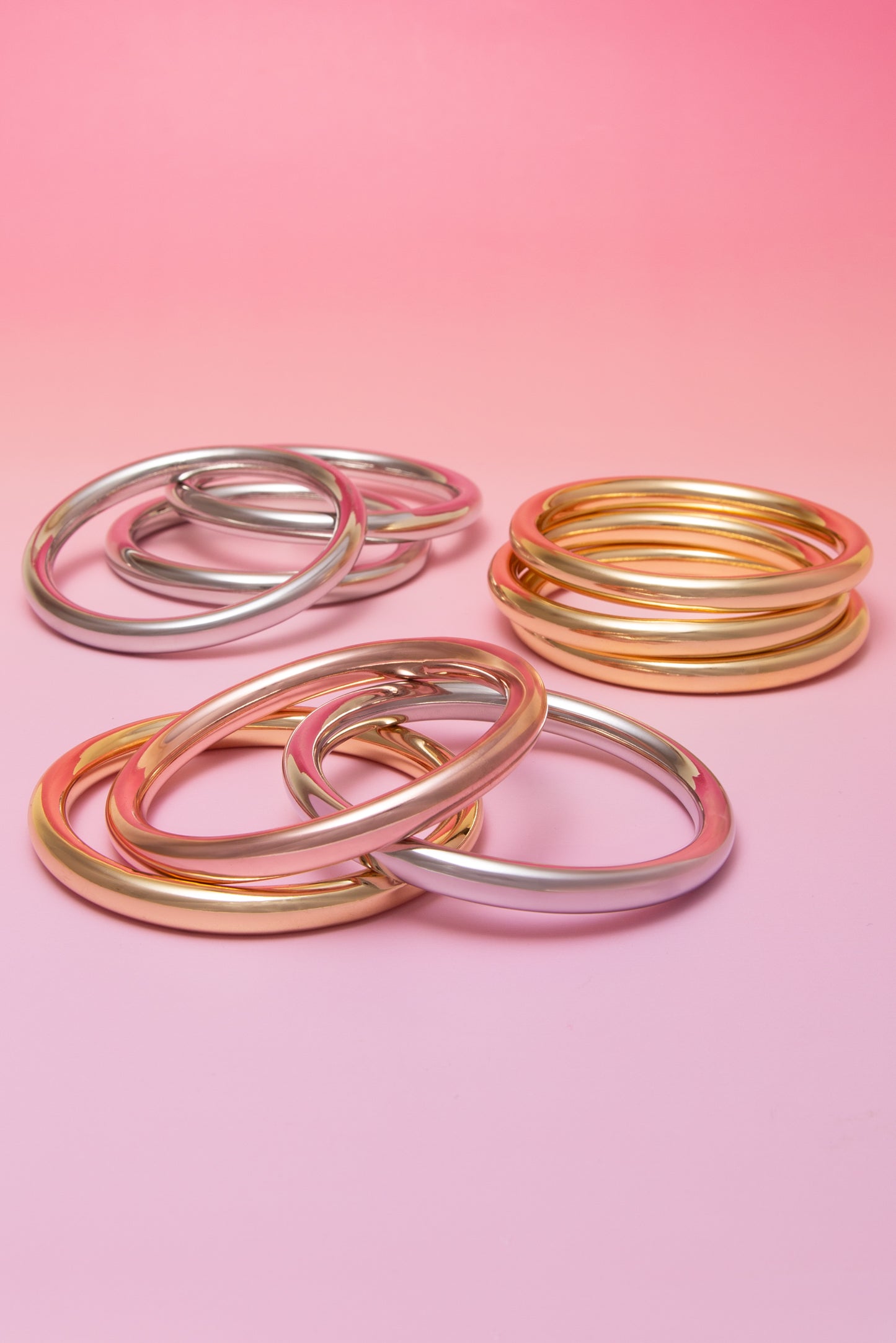 Blake 3pc Polished Multi-Layer Bangle Bracelet Set