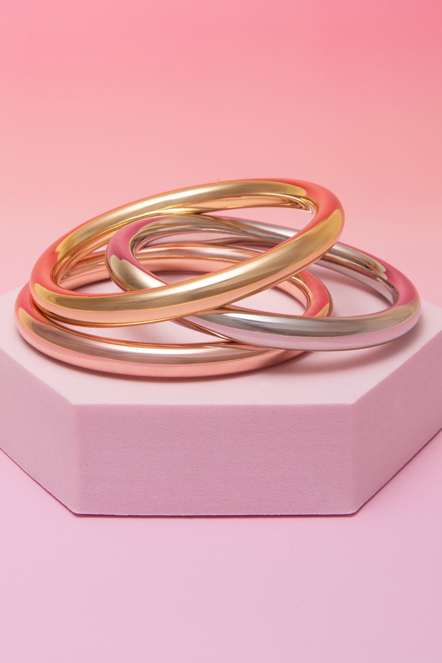 Blake 3pc Polished Multi-Layer Bangle Bracelet Set