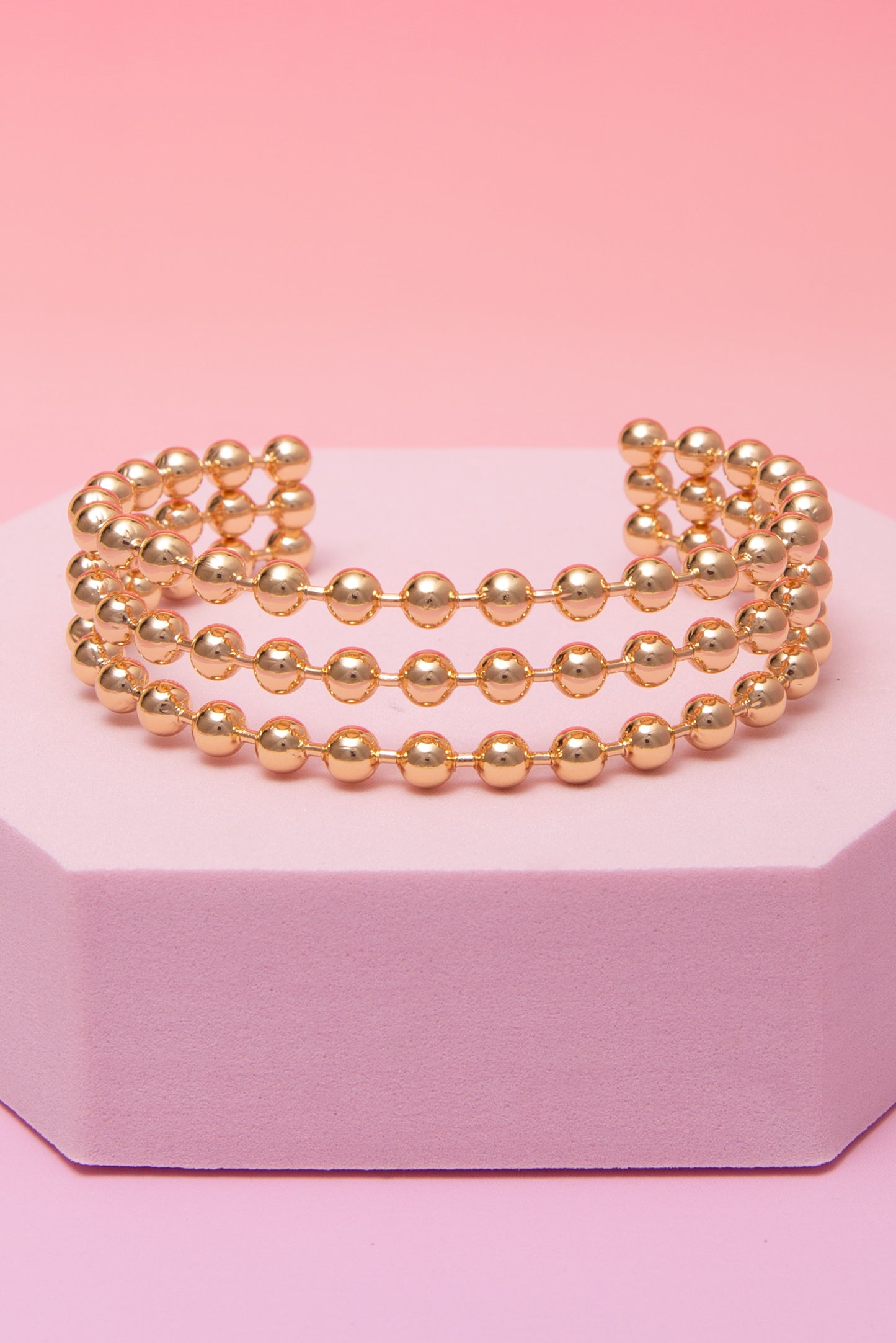 Saylor Polished Multi-Row Ball Bead Chain Cuff Bracelet
