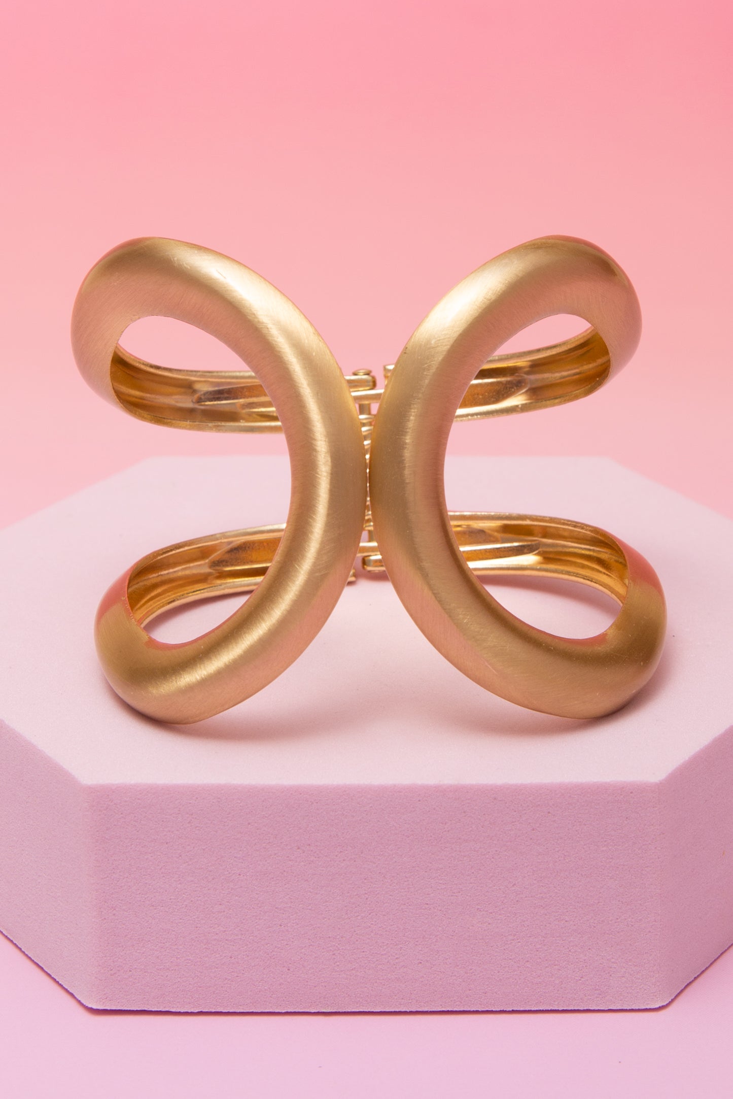 Nyla Polished Open Inlay Hinged Bangle Bracelet
