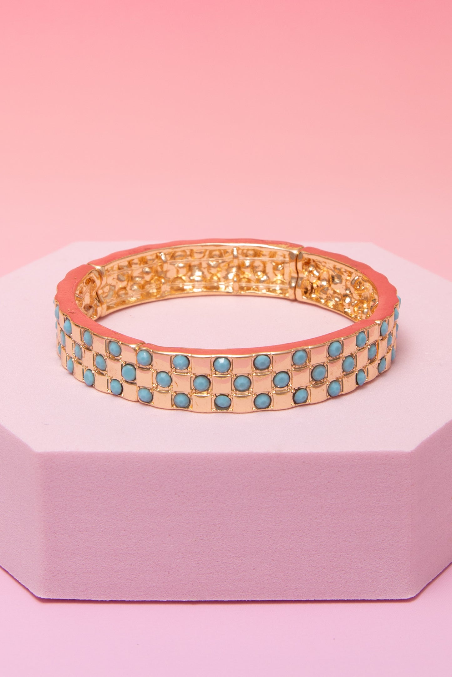 Alexandra Embellished Pavé Checker Pattern Stretch Bracelet