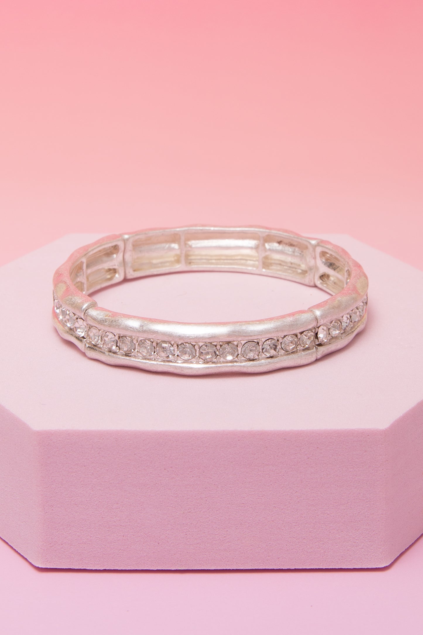 Anna Hammered Finish Crystal / Turquoise Channel Bracelet