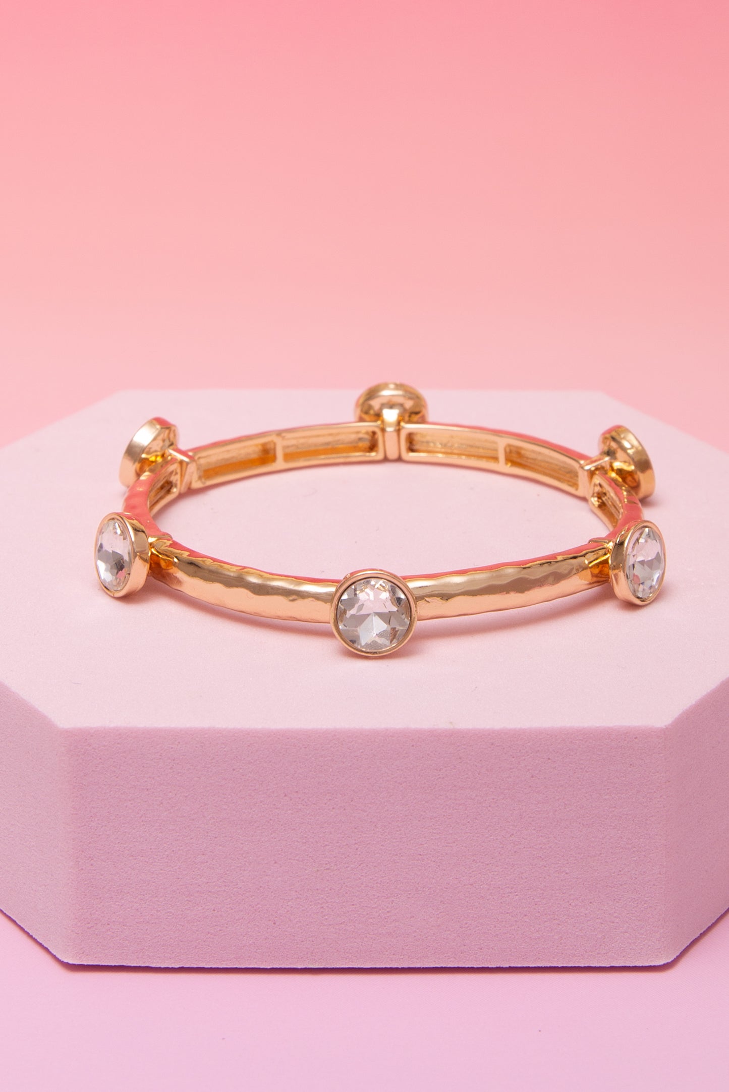 Cora Hammered Finish Crystal Bangle Bracelet