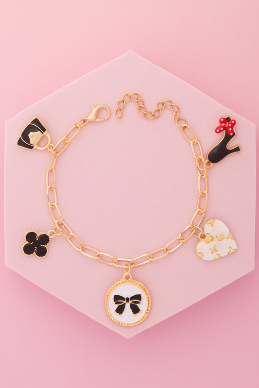 Melody Fashionista Theme Charm Bracelet with Enamel Trinkets