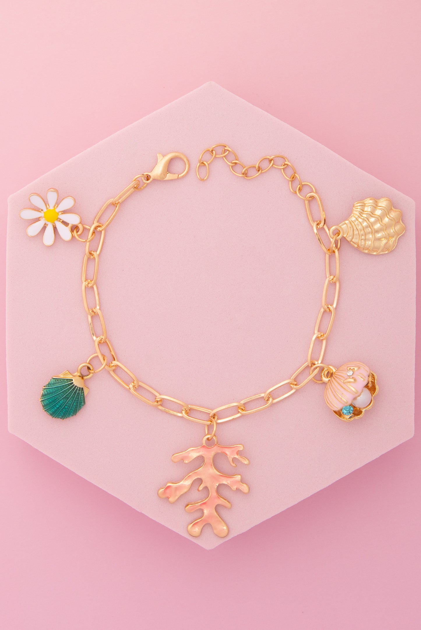 Sarah Sea Life Theme Charm Bracelet with Enamel Trinkets
