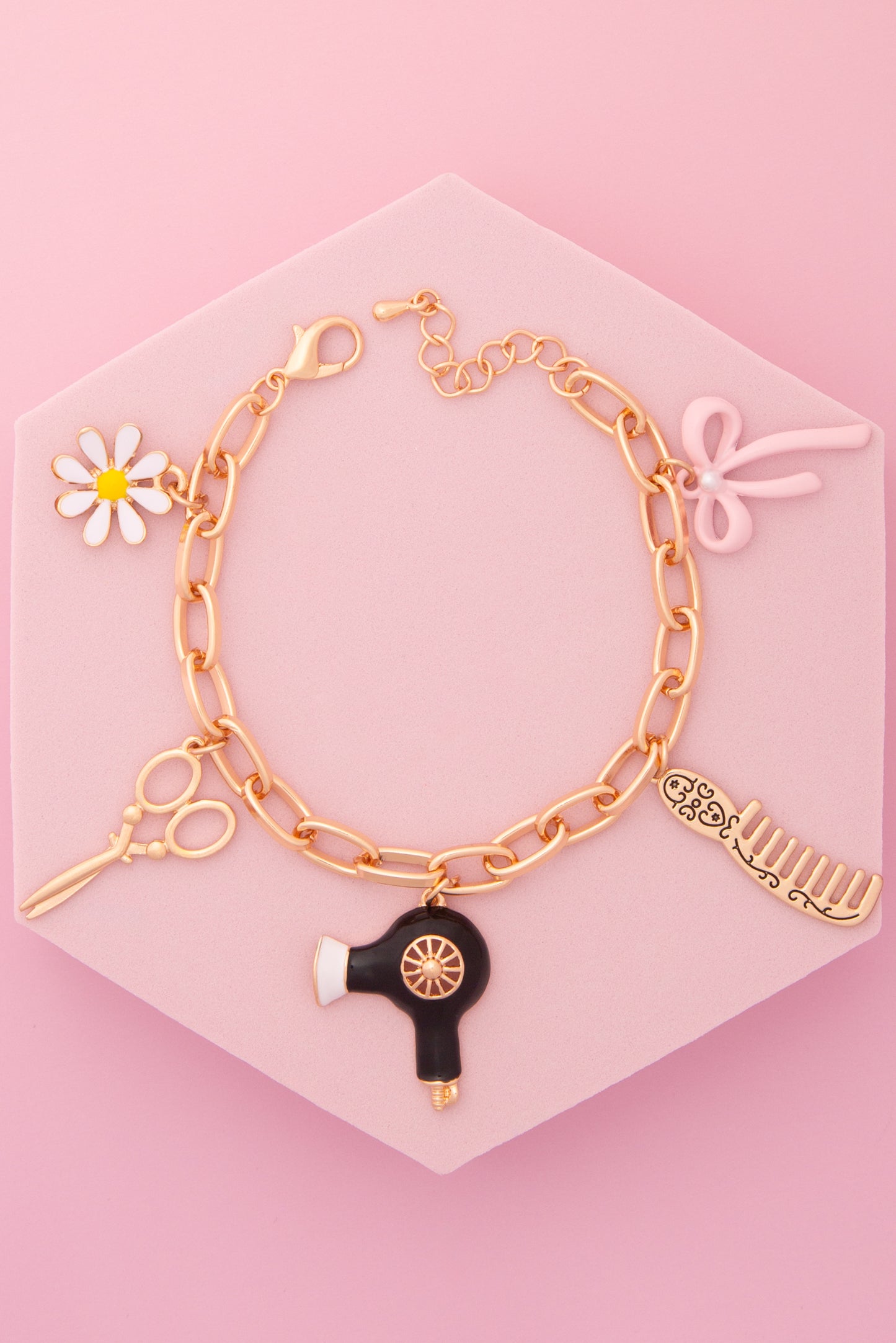 Bella Beauty Bar Theme Charm Bracelet with Enamel Trinkets
