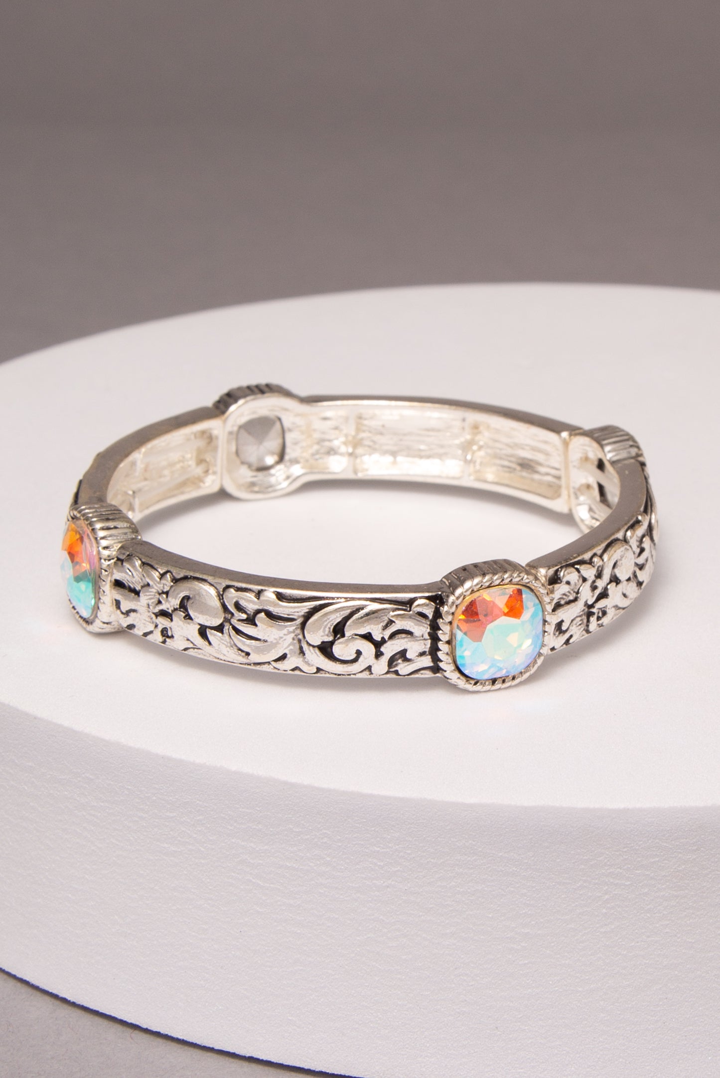 Raina Western Filigree Pattern Stretch Bracelet with Crystal