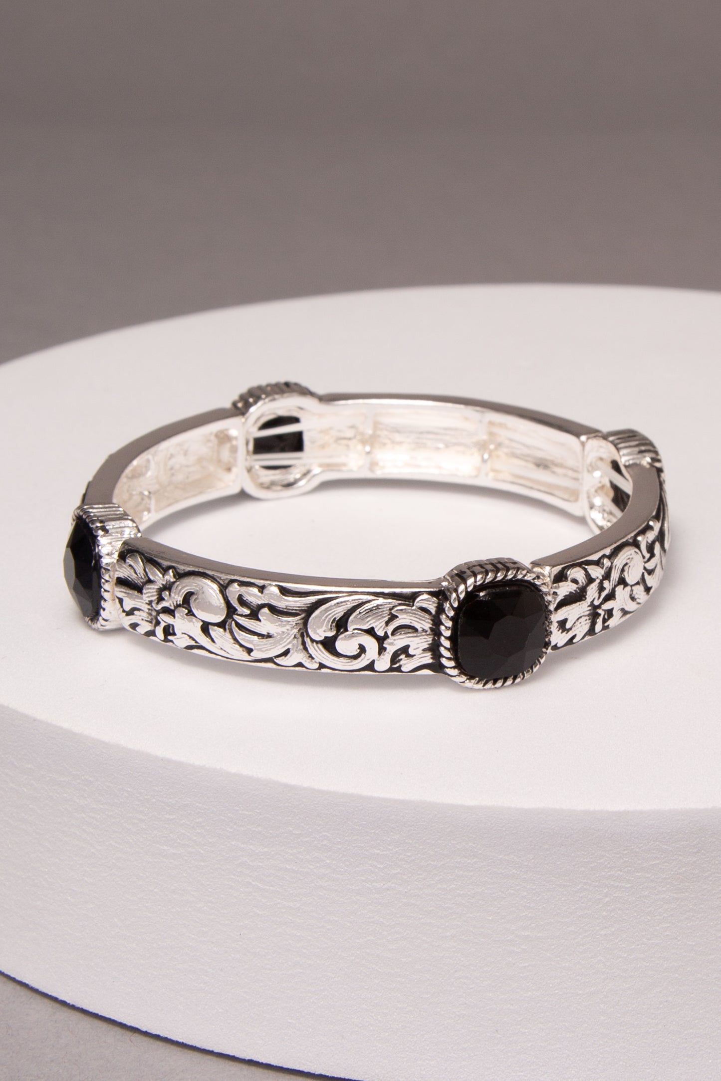 Raina Western Filigree Pattern Stretch Bracelet with Crystal