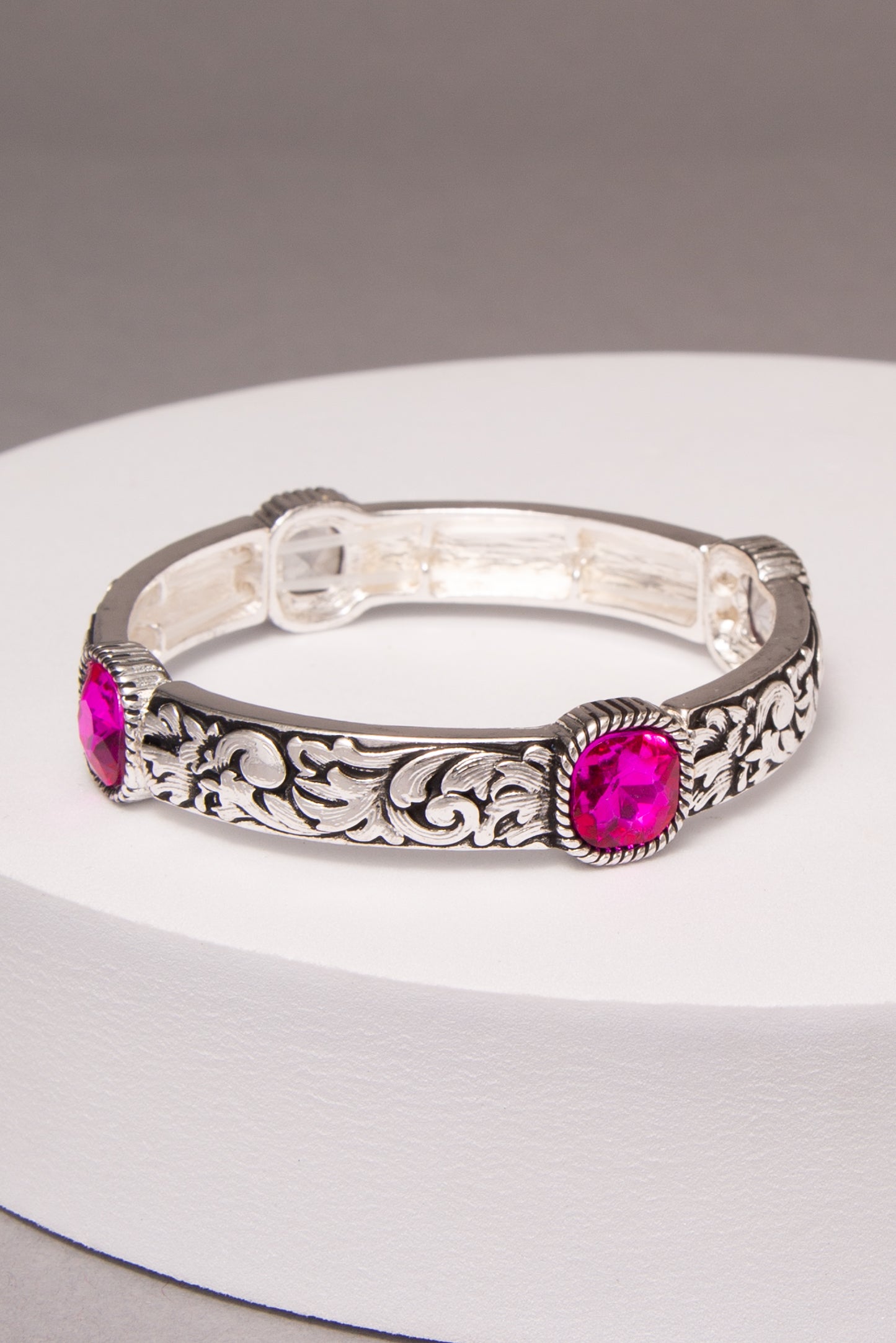 Raina Western Filigree Pattern Stretch Bracelet with Crystal