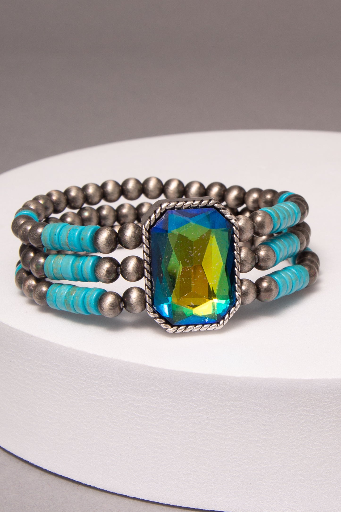 Maelynn Western Rhinestone Turquoise Embellished Beaded Bracelet