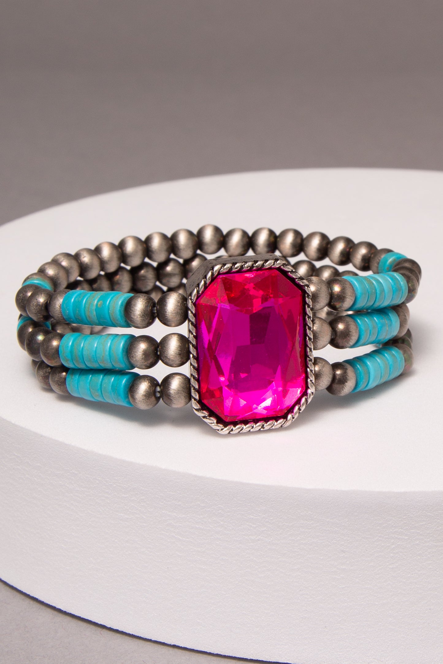 Maelynn Western Rhinestone Turquoise Embellished Beaded Bracelet