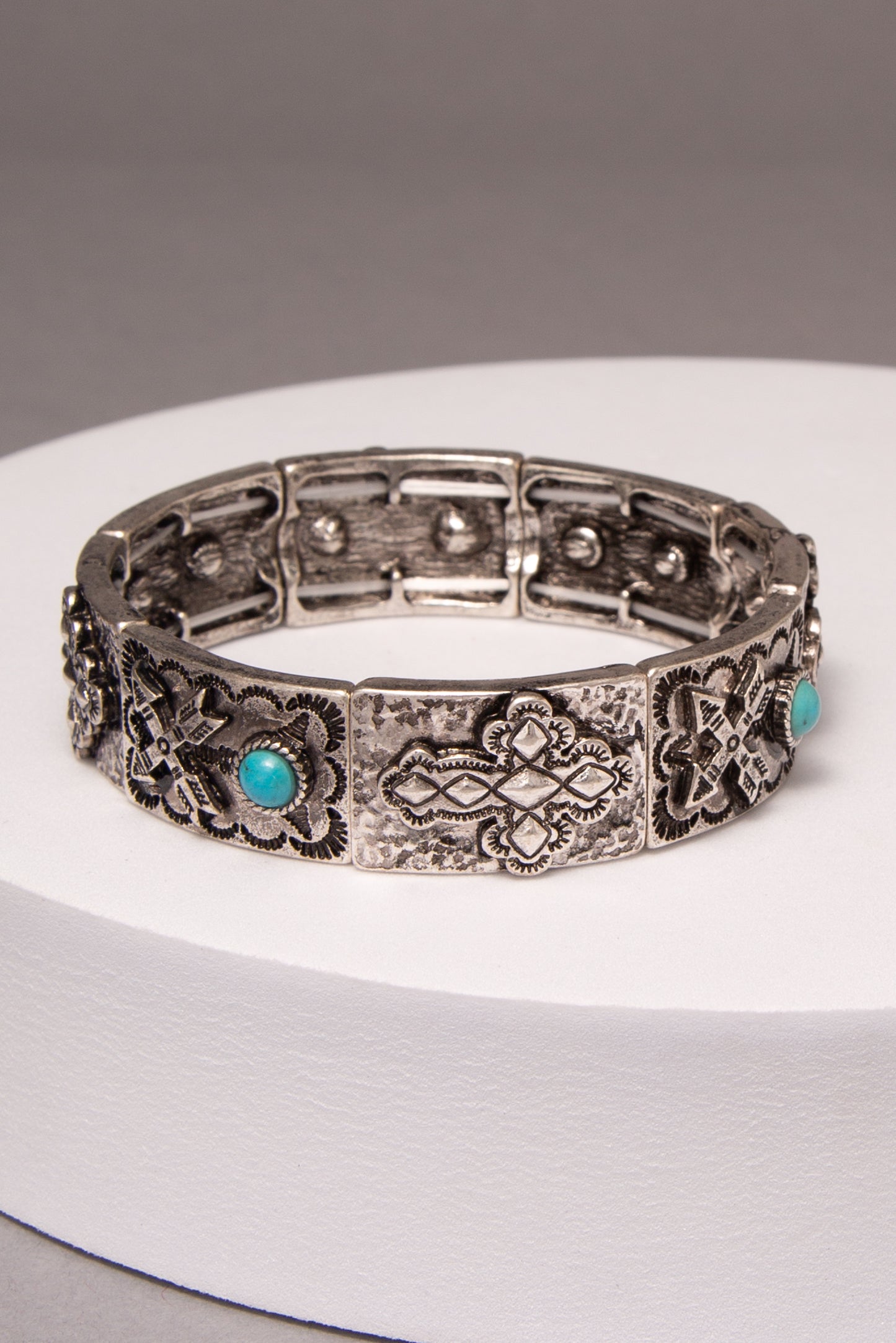 Willow Western Turquoise and Copper Cross Stretch Bracelet